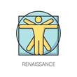 Renaissance art style RGB color icon. European cultural movement and history period. Body proportions. Ancient humanism artwork. Isolated vector illustration