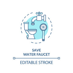 save water faucet turquoise concept icon. household plumbing. preserve resources. efficient supply c