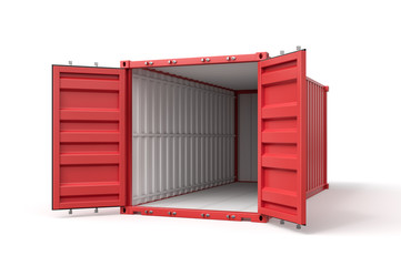 Poster - 3d rendering of open red shipping container isolated on white background