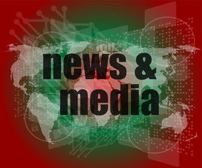 Poster - News and press concept: words News and media on digital screen