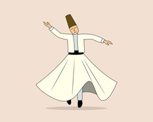 Whirling Maulawi Dervish During Religious Ritual