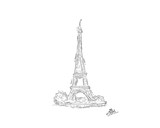 Fototapeta Paryż - drawing of Eiffel Tower which is a landmark of Paris, France