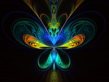 Digital Computer Fractal Art Abstract Fractals, Colorful Butterfly
