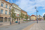 Fototapeta Miasto - Modern architecture and street in Polish capital Warsaw