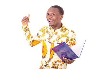 Poster - young happy businessman holding a document.