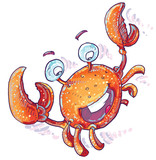Fototapeta Paryż - crab sea ocean happy smile characters undersea