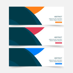 Wall Mural - Abstract Banner Template Design. Horizontal header, web banner. Social Media Cover, poster. Vector abstract geometric design banner web template. Vector illustration