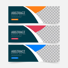 Wall Mural - Abstract Banner Template Design. Horizontal header, web banner. Social Media Cover, poster. Vector abstract geometric design banner web template. Vector illustration