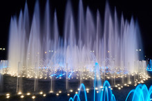 Night Fountain Show At Tsaritsyno Park