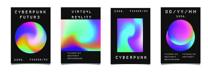 Poster - Covers and posters for music event. Set of flyers with holographic shapes.