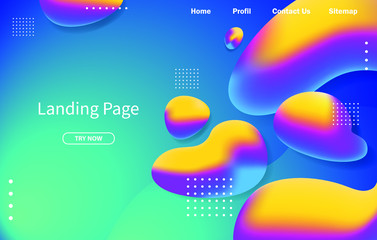 Abstract liquid landing page or web template design vector