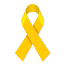 Yellow Awareness Ribbon For Bone Cancer And Troops Support Symbol.