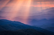 Looking Through Sun Beams Over The Blue Ridge