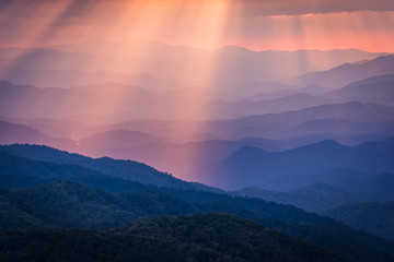 Wall Mural - Looking Through Sun Beams Over The Blue Ridge