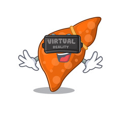 Poster - Cartoon design style of human hepatic liver with modern Virtual Reality headset