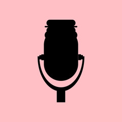Poster - Silhouette of microphone icon symbol illustration. Microphone vector illustration flat design. Microphone basic element graphic design