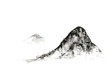 watercolor asian ink landscape chinese mountain fog . Traditional oriental. asia art style.isolated on a white background	