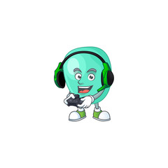 Sticker - A cartoon design of staphylococcus aureus talented gamer play with headphone and controller