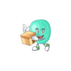 Sticker - Staphylococcus aureus cartoon design style having gift box