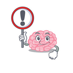 Poster - An icon of human brain cartoon design style with a sign board