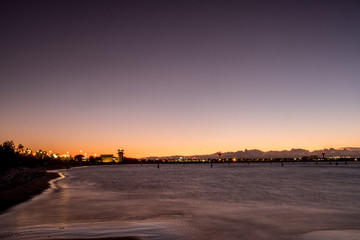 Wall Mural - beach and city at dawn