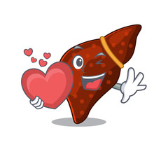 Sticker - A sweet human cirrhosis liver cartoon character style with a heart