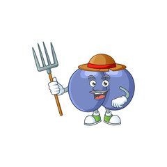 Poster - Mascot design style of Farmer streptococcus pneumoniae with hat and pitchfork