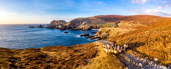 Aerial view of the beautiful coast by Port in County Donegal - Ireland