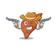 Cute handsome cowboy of human fibrosis liver cartoon character with guns