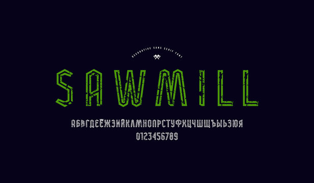 Cyrillic outline sans serif stick font