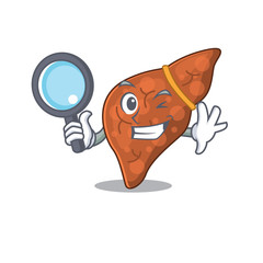 smart detective of human fibrosis liver mascot design style with tools