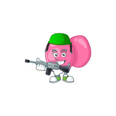 Sticker - An elegant streptococcus pyogenes Army mascot design style using automatic gun