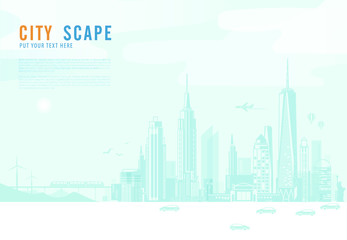 Aufkleber - smart city urban landscape with infographic elements. networks and augmented reality concept. vector