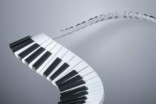Piano Keys With White Background, 3d Rendering.