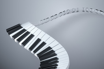 Piano keys with white background, 3d rendering.