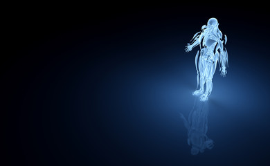 Poster - Digital x-ray human body holographic scan projection 3D rendering