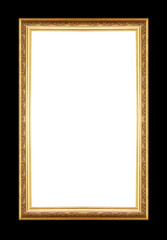 Poster - Golden photo frame with black background