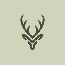 Abstract Deer Head Logo Design. Vector Illustration. Stylized Geometric Shape Deer Logotype.
