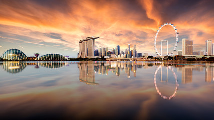 Wall Mural - Singapore skyline with skyscrapres - Marina bay