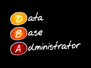 Poster - dba - database administrator, acronym technology concept background