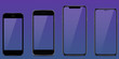 © Just Me.Creative - Set of modern and realistic smartphones on blue background. JPEG Image.