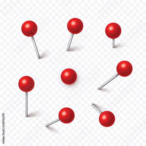 Cuadros en Lienzo Pin set with shadow isolated on transparent background