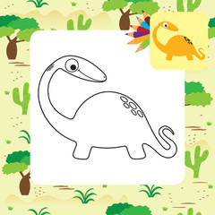 Wall Mural - Cute cartoon dino coloring page