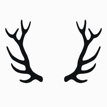 Deer Antlers Rustic Hand Drawn Vintage Illustration Vector Elements Set. Stamp Silhouette Logo Graphic Design Icons. Wildlife Deer Horn Shape  Doodles Simple Resources