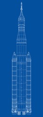 Space rocket concept outline. Vector