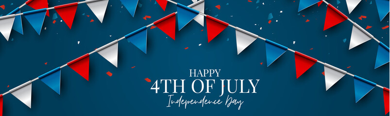 Wall Mural - 4th of july independence day celebration banner or header. usa national holiday design concept with 