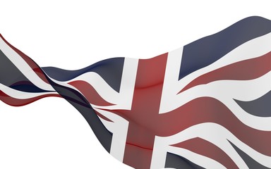 Waving flag of the Great Britain. British flag. United Kingdom of Great Britain and Northern Ireland. State symbol of the UK. 3D illustration