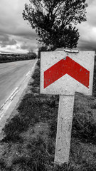 traffic sign red arrow