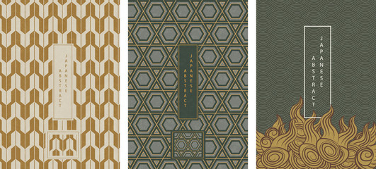 Wall Mural - oriental japanese style abstract pattern background design geometry polygon arrow star triangle and 