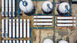 © Kalyakan - Aerial view white storage tank gas in station LPG gas, LNG or LPG distribution station facility, Oil and gas fuel manufacturing industry.